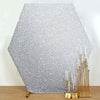 8ftx7ft Silver Metallic Shimmer Tinsel Spandex Hexagon Backdrop, 2-Sided Wedding Arch Cover
