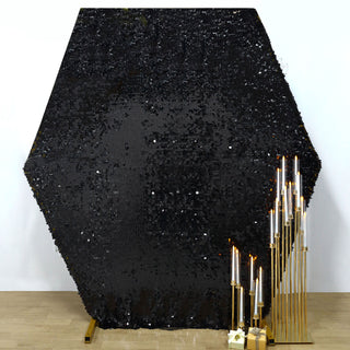 Black Big Payette Sequin Sparkly Hexagon Backdrop Stand Cover
