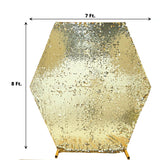 Champagne Big Payette Sparkle Sequin Hexagon Wedding Arch Cover, Shiny Shimmer Backdrop Stand Cover