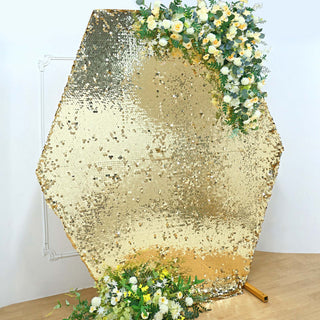 Champagne Big Payette Sequin Sparkly Hexagon Backdrop Stand Cover