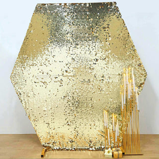 Champagne Big Payette Sequin Sparkly Hexagon Backdrop Stand Cover