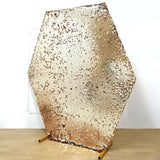 Gold Big Payette Sparkle Sequin Hexagon Wedding Arch Cover, Shiny Shimmer Backdrop Stand Cover