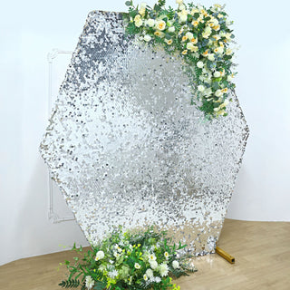Elevate Your Event with the Silver Big Payette Sequin Backdrop