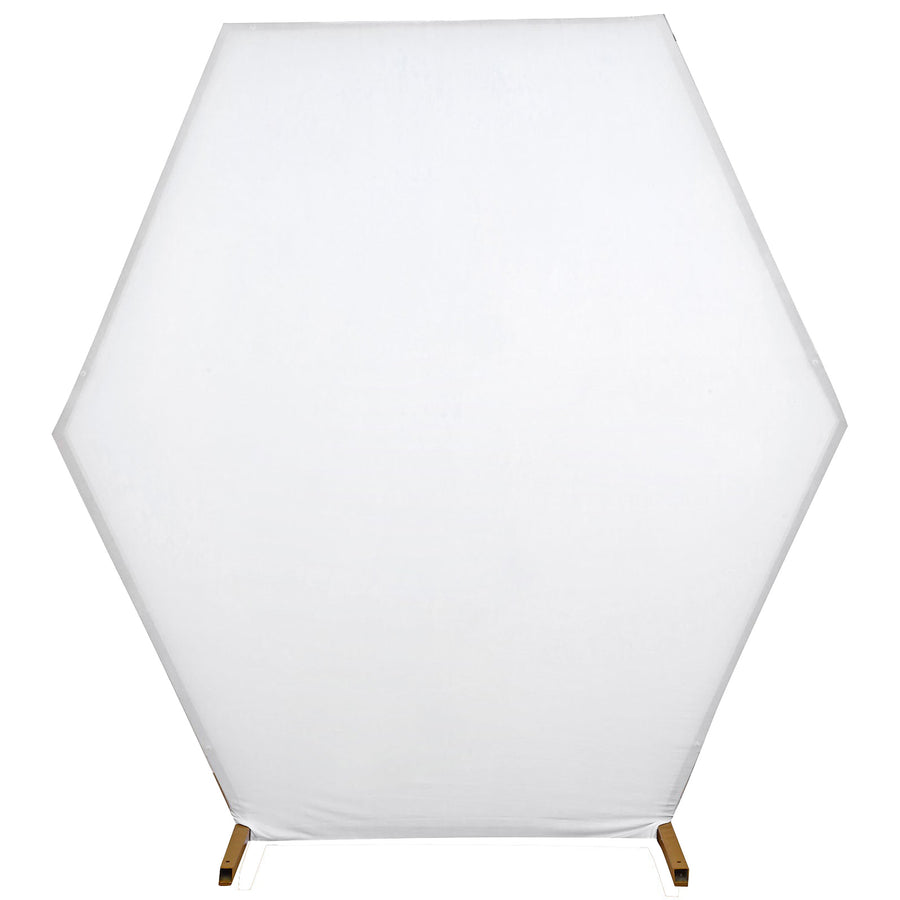 8ftx7ft White 2-Sided Spandex Fit Hexagon Wedding Arch Backdrop Cover