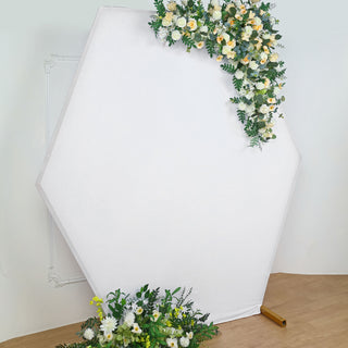 Elegant White Hexagon Wedding Arbor Backdrop Cover