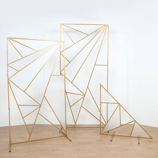 Elevate Your Event Decor with the Gold Metal Rectangular Geometric Flower Frame Prop Stand