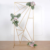 7ft Tall Gold Metal Rectangular Geometric Flower Frame Prop Stand