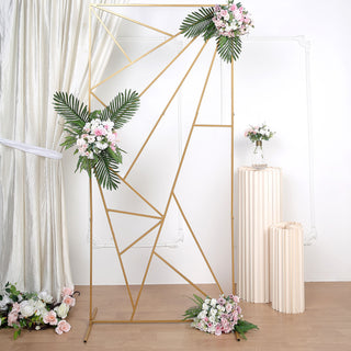 Glamorous Gold Metal Rectangular Geometric Flower Frame Prop Stand