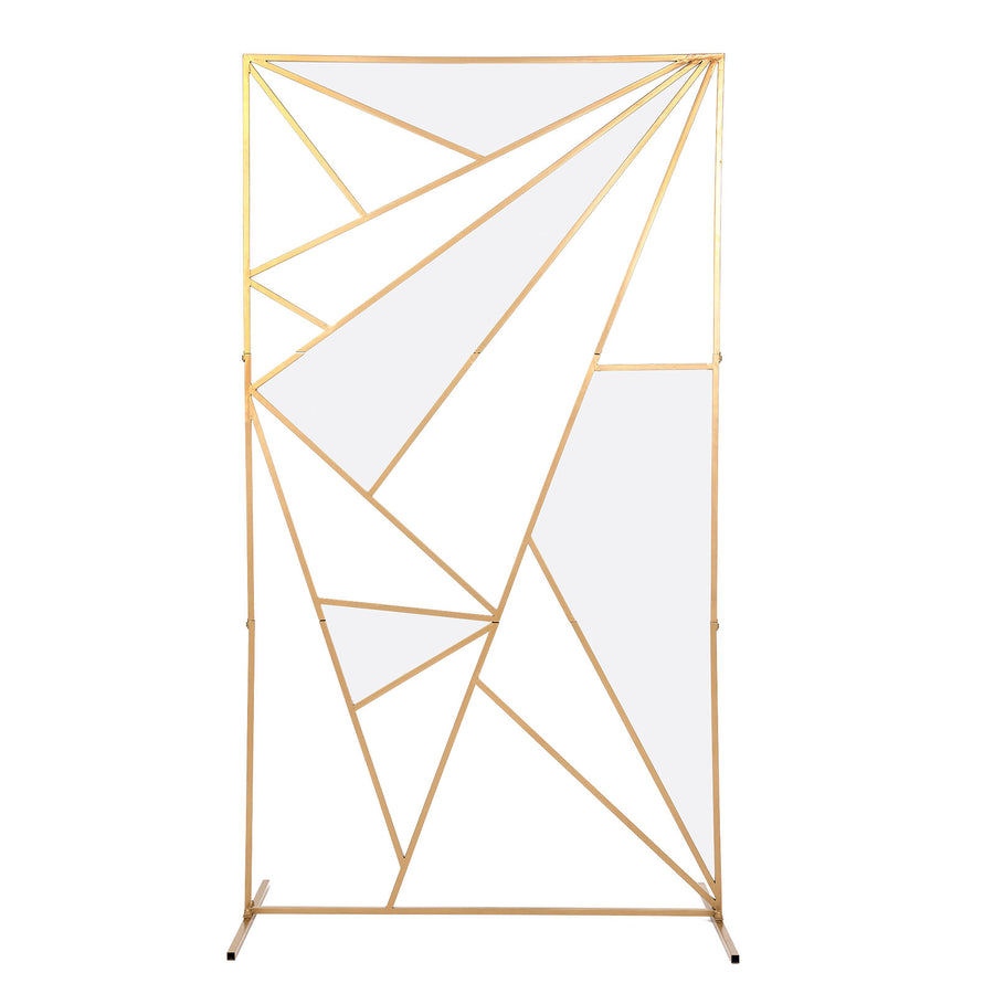 6ft Tall Gold Metal Rectangular Geometric Flower Frame Prop Stand#whtbkgd