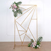 6ft Tall Gold Metal Rectangular Geometric Flower Frame Prop Stand