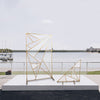 3ft Tall Gold Metal Triangular Geometric Flower Frame Prop Stand