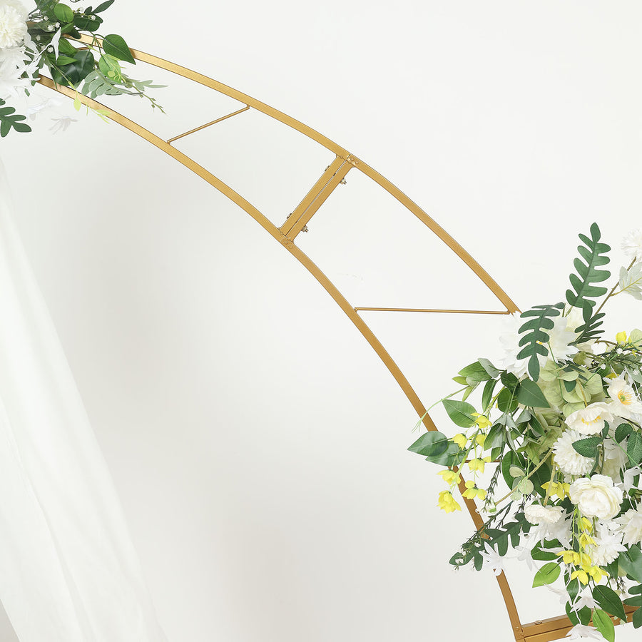 6.5ft Gold Metal Half Crescent Moon Wedding Arbor Frame, Curved Design Arch Flower Balloon Stand