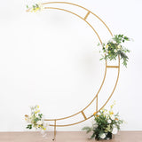 7.5ft Gold Metal Half Crescent Moon Wedding Arbor Frame, Curved Arch Flower Balloon Stand