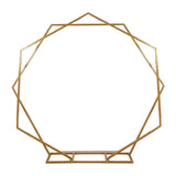 8ft Dual Geometric Shaped Gold Metal Hexagon & Heptagon Backdrop Stand#whtbkgd