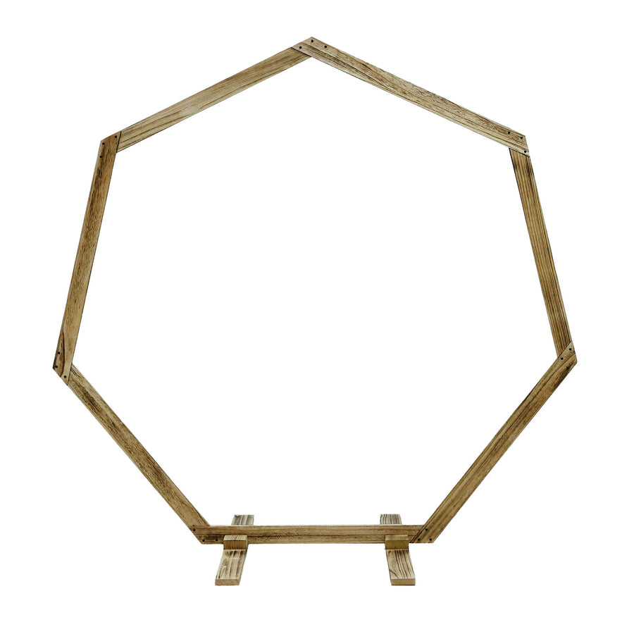 7ft Wooden Wedding Arch, Heptagonal Rustic Photography Backdrop Stand#whtbkgd