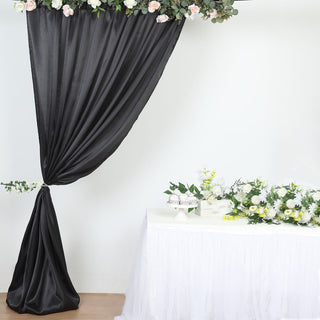 Elevate Your Event with the 8ftx10ft Black Satin Formal Event Backdrop Drape