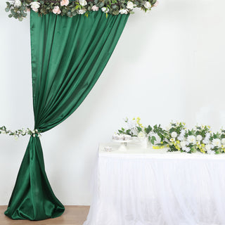 Elegant Hunter Emerald Green Satin Formal Event Backdrop Drape