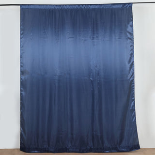 Create Unforgettable Memories with the Navy Blue Satin Formal Event Backdrop Drape
