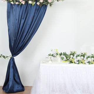 Elevate Your Event with the Navy Blue Satin Formal Event Backdrop Drape