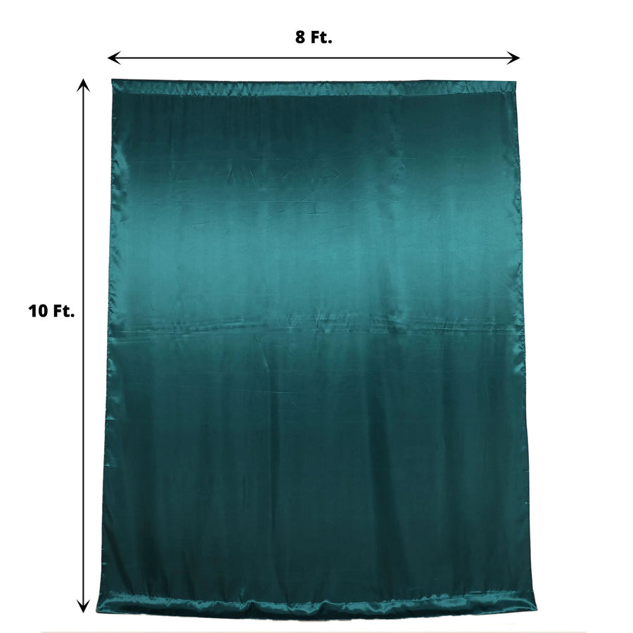 8ftx10ft Peacock Teal Satin Event Photo Backdrop Curtain Panel, Window Drape With Rod Pocket