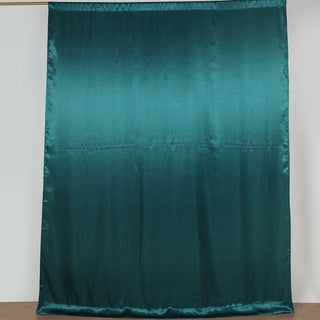 Enhance Your Event Decor with the 8ftx10ft Peacock Teal Satin Formal Event Backdrop Drape
