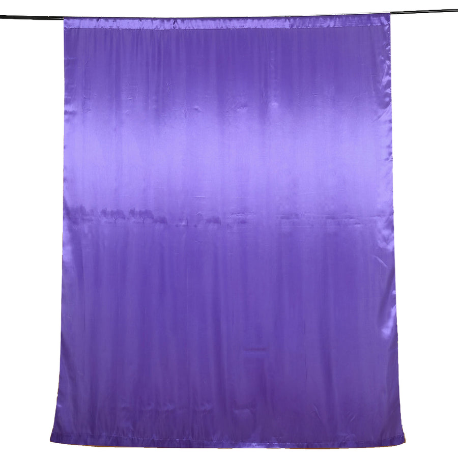8ftx10ft Purple Satin Formal Event Backdrop Drape, Window Curtain Panel