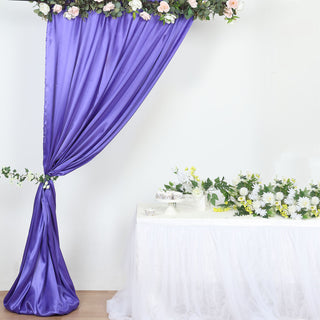Elegant Purple Satin Formal Event Backdrop Drape