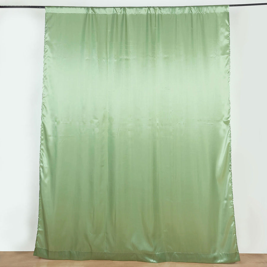 8ftx10ft Sage Green Satin Formal Event Backdrop Drape, Window Curtain Panel
