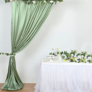 Elevate Your Event with the 8ftx10ft Sage Green Satin Formal Event Backdrop Drape