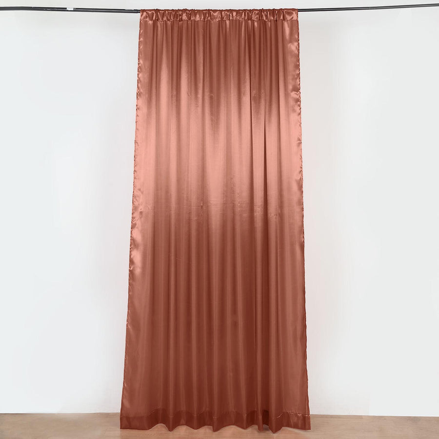 8ftx10ft Terracotta (Rust) Satin Formal Event Backdrop Drape, Window Curtain Panel