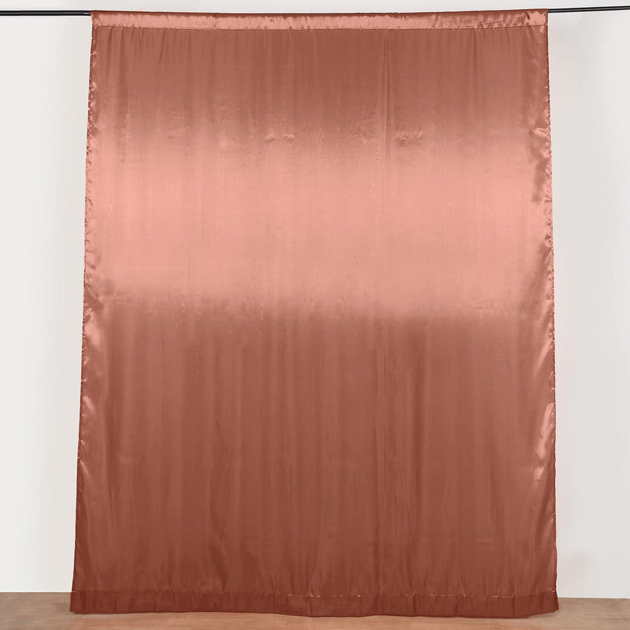 8ftx10ft Terracotta (Rust) Satin Formal Event Backdrop Drape, Window Curtain Panel