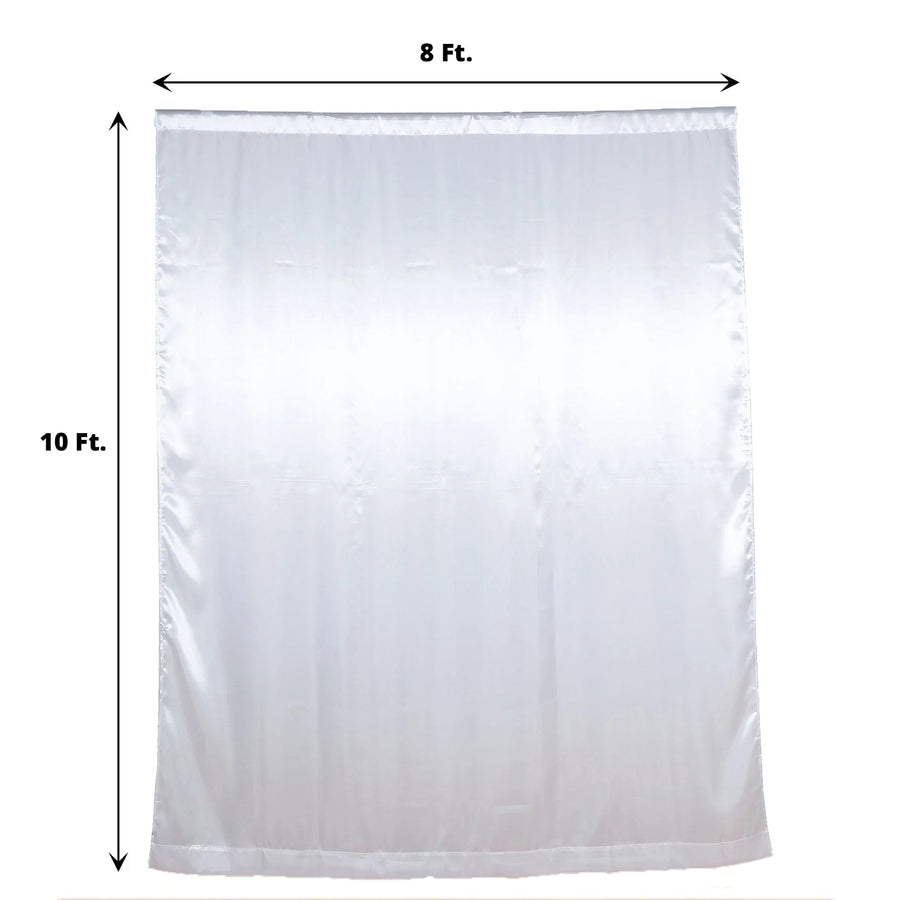 8ftx10ft White Satin Formal Event Backdrop Drape, Window Curtain Panel