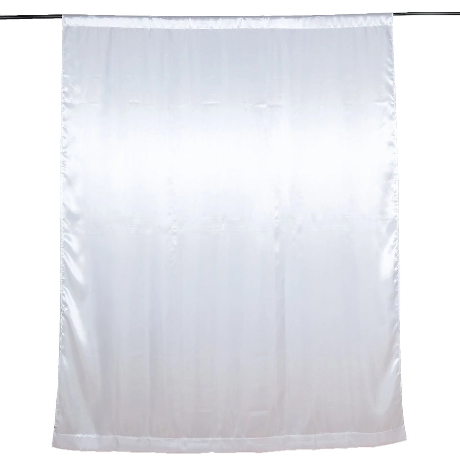 8ftx10ft White Satin Formal Event Backdrop Drape, Window Curtain Panel