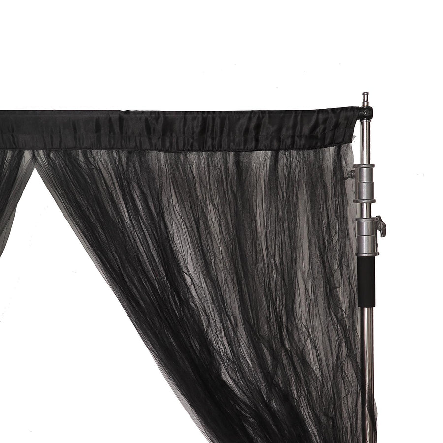 5ftx10ft Rod Ready Black Dual Sided Sheer Tulle Backdrop Curtain Panel