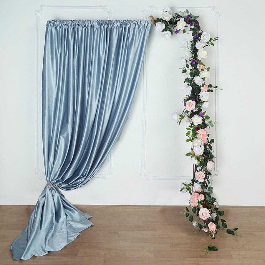 8ft Dusty Blue Premium Velvet Backdrop Stand Curtain Panel, Drape