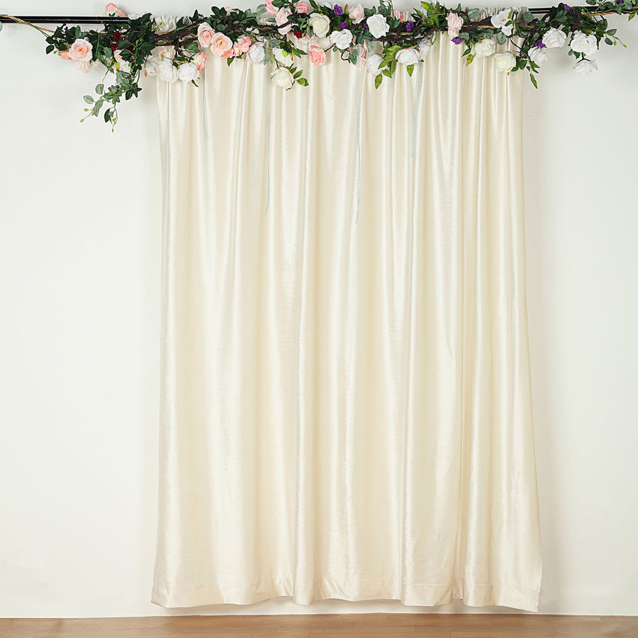 8ft Ivory Premium Velvet Backdrop Stand Curtain Panel, Privacy Drape