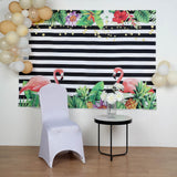 5ftx7ft Pink Flamingo/Stripe Vinyl Photography Booth Backdrop Banner
