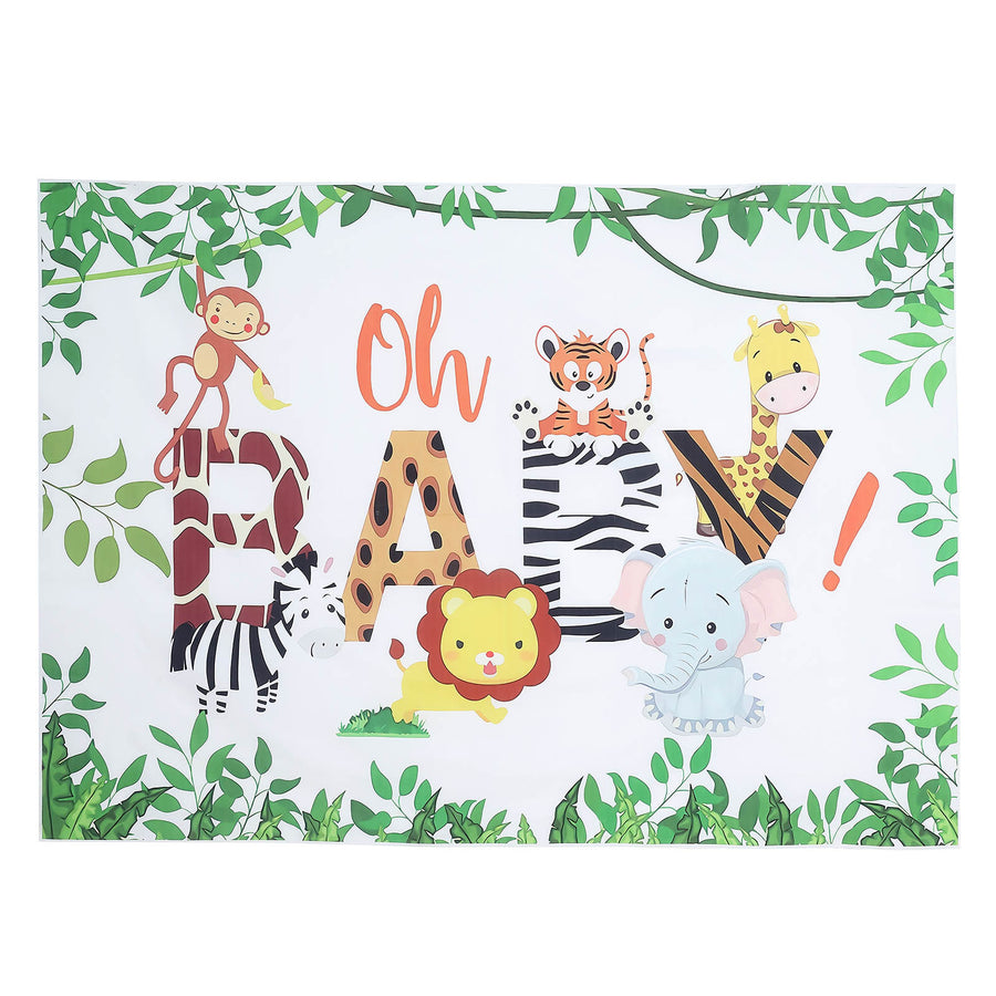5ftx7ft Safari Jungle Animal "Oh Baby" Print Vinyl Photo Backdrop#whtbkgd