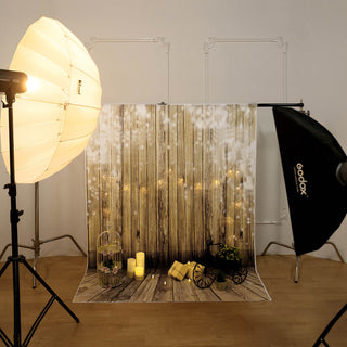 Transform Your Space with the 7ftx5ft Rustic Wood and Fairy Lights Prints Vinyl Photography Backdrop