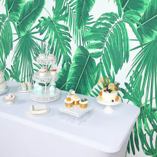 Versatile and Durable: The Perfect Green/White Tropical Palm Leaf Print Vinyl Photo Backdrop