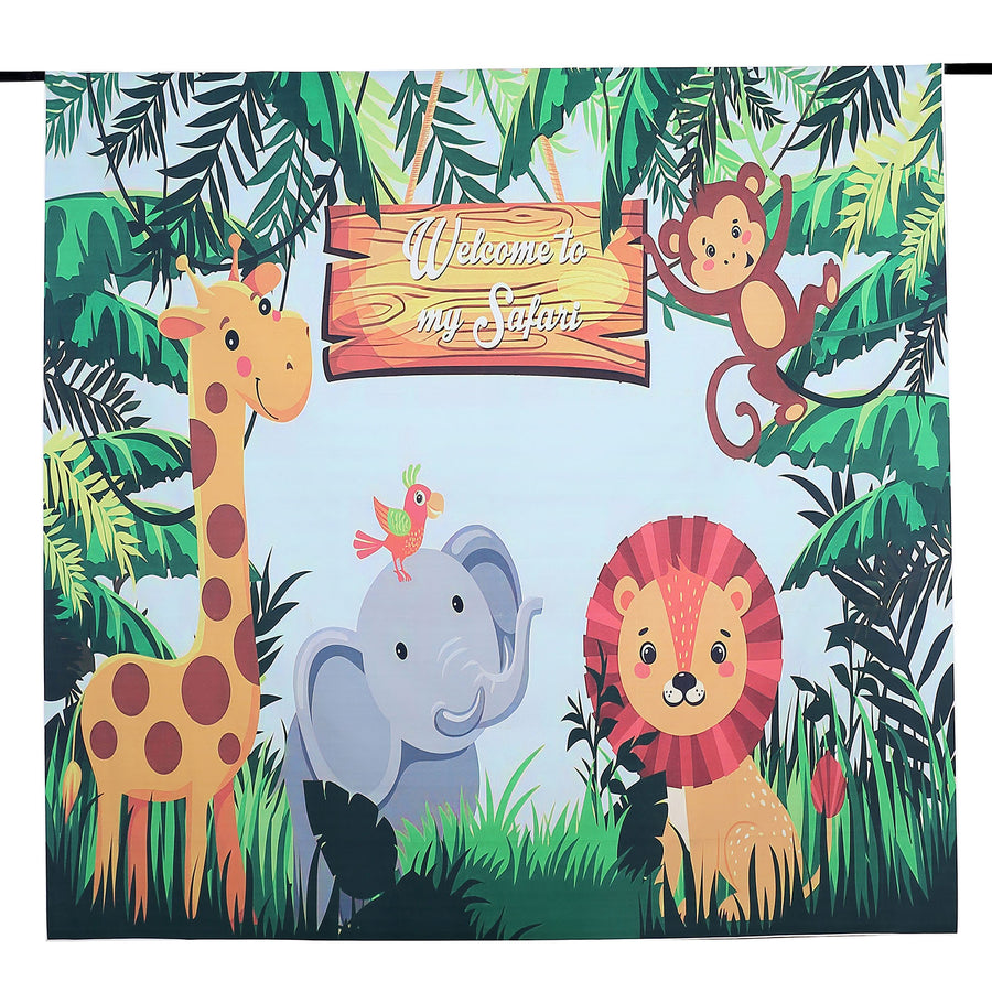 8ftx8ft Jungle Animal "Welcome To My Safari" Vinyl Photo Backdrop#whtbkgd