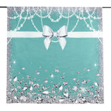 8ftx8ft Turquoise/White Bow, Diamond Pearl Print Vinyl Photo Backdrop#whtbkgd
