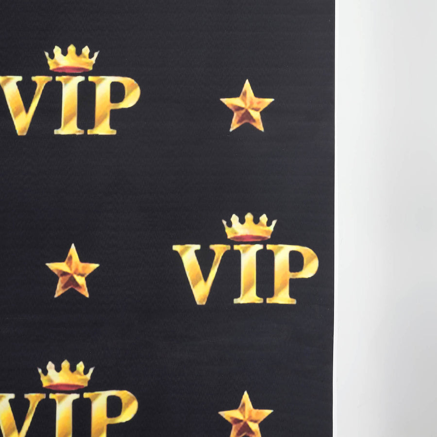8ftx8ft VIP Red Carpet Event Gold Crown Star Hollywood Vinyl Photography Backdrop - Black/Gold