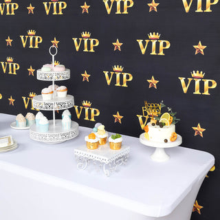 Add a Royal Touch to Your Events with the VIP Red Carpet Event Gold Crown Star Hollywood Vinyl Photography Backdrop - Black/Gold