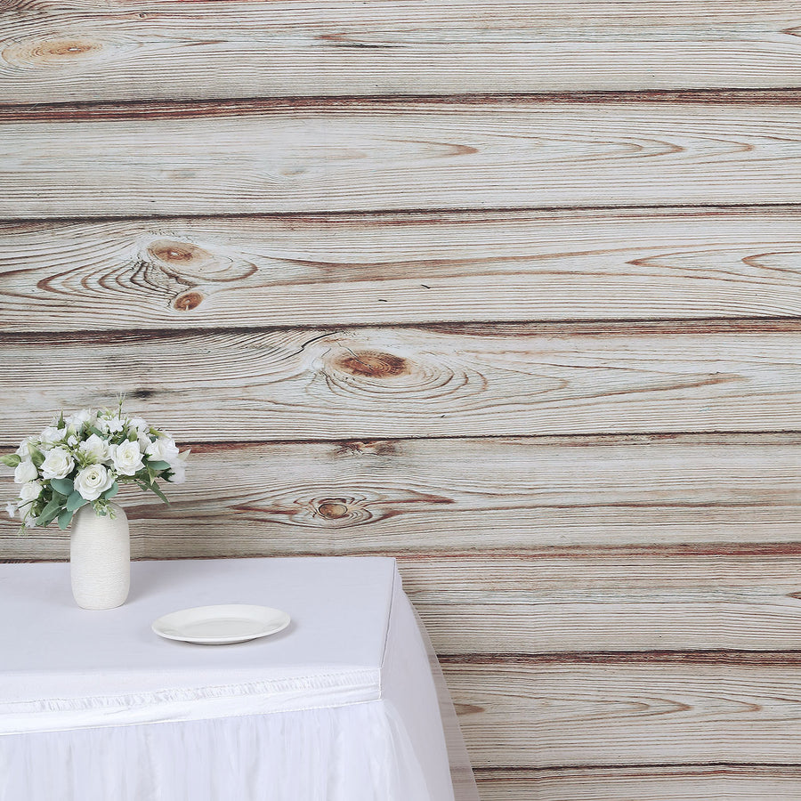 8ftx8ft Rustic White Washed Wood Panel Vinyl Photography Backdrop, Party Photo Booth Background