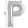 16inch Shiny Metallic Silver Mylar Foil Alphabet Letter Balloons - P