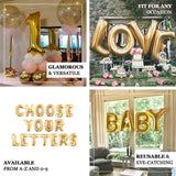 Gold foil balloons for celebrations: customizable letters, reusable, and eye-catching.