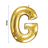 Gold foil letter G balloon, 40 inches tall.