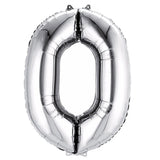 Silver number 0 balloon on a plain background