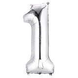 Silver number 1 balloon on white background